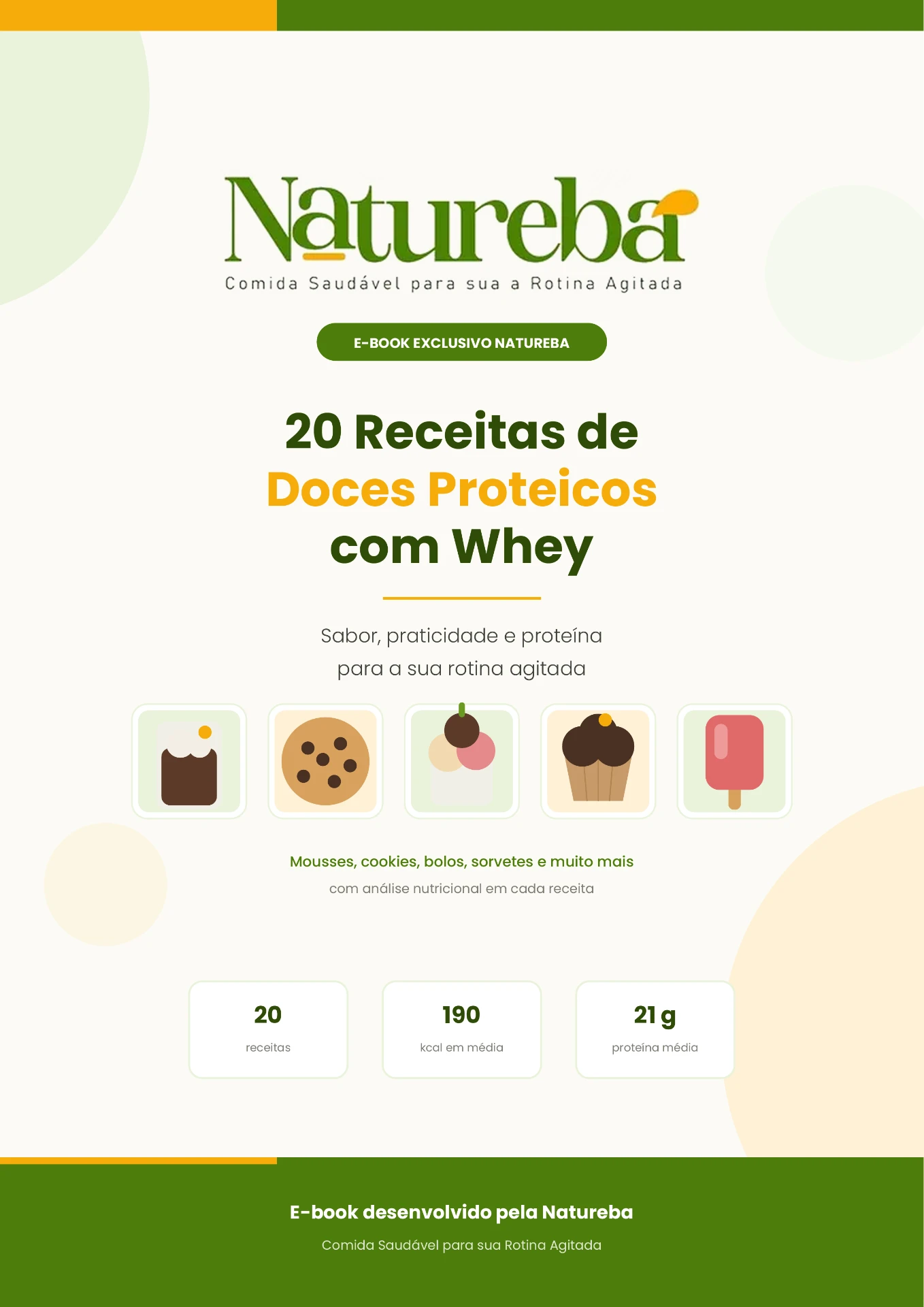 Capa do e-book 20 Receitas de Doces Proteicos com Whey